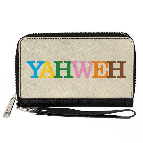 Buckle-Down PU Zip Around Wallet Rectangle - YAHWEH Text Beige Multi Color