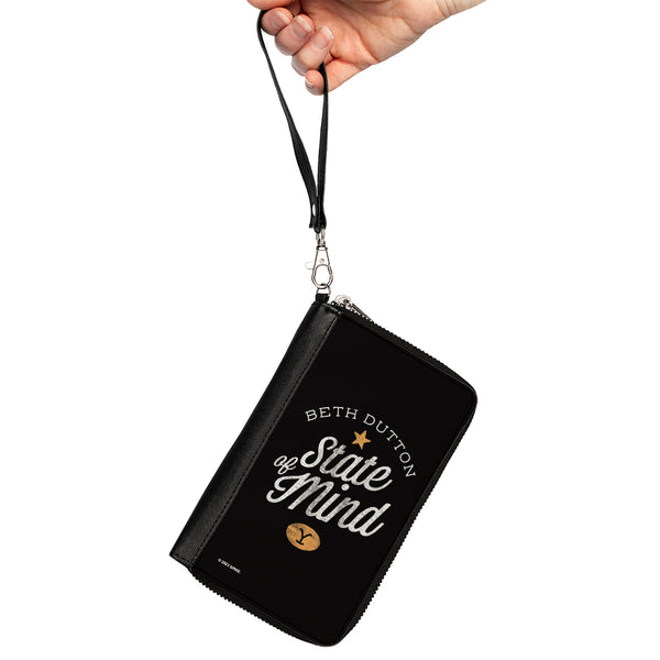 Buckle-Down PU Zip Around Wallet Rectangle - Yellowstone BETH DUTTON STATE OF MIND Black/White/Tan