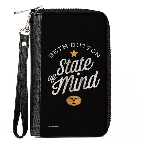 Buckle-Down PU Zip Around Wallet Rectangle - Yellowstone BETH DUTTON STATE OF MIND Black/White/Tan