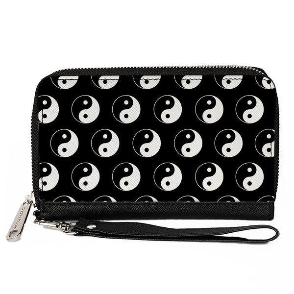 Buckle-Down PU Zip Around Wallet Rectangle - Yin Yang Monogram Black/White