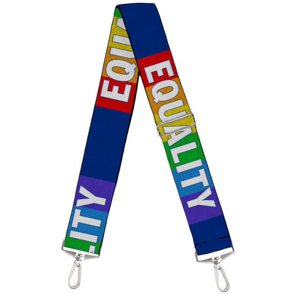 Buckle-Down Purse Strap - EQUALITY Blocks Rainbow Blue White
