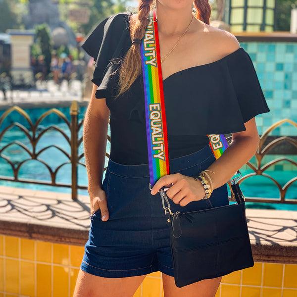 Buckle-Down Purse Strap - EQUALITY Stripe Rainbow White