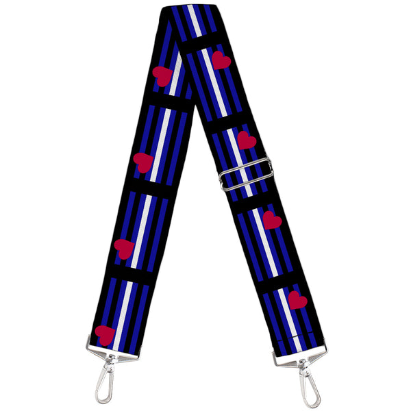 Buckle-Down Purse Strap - Flag Leather Black Blue Red White