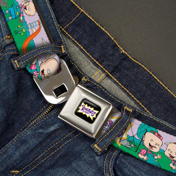 Buckle-Down RUGRATS Logo Full Color Seatbelt Belt - RUGRATS Lil & Phil Outdoor Poses Webbing