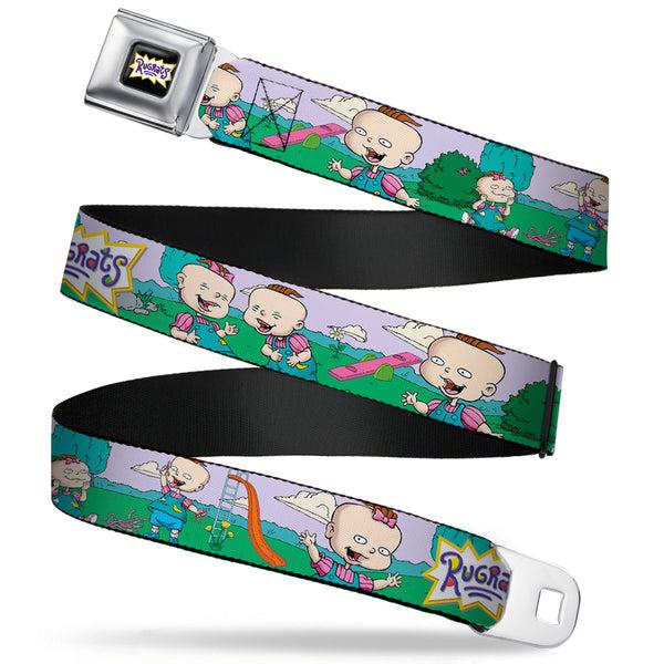 Buckle-Down RUGRATS Logo Full Color Seatbelt Belt - RUGRATS Lil & Phil Outdoor Poses Webbing