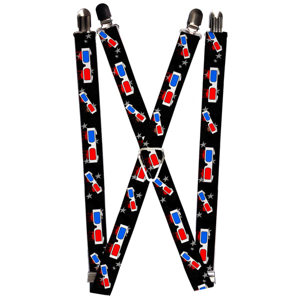 Buckle-Down Suspenders - 1.0" - 3-D Glasses Dripping w/Stars