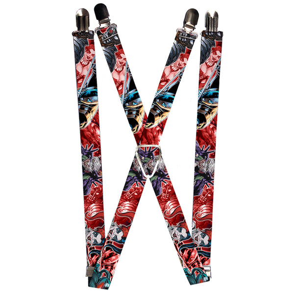 Buckle-Down Suspenders - 1.0" - 5-Suicide Squad Villains Group Reds