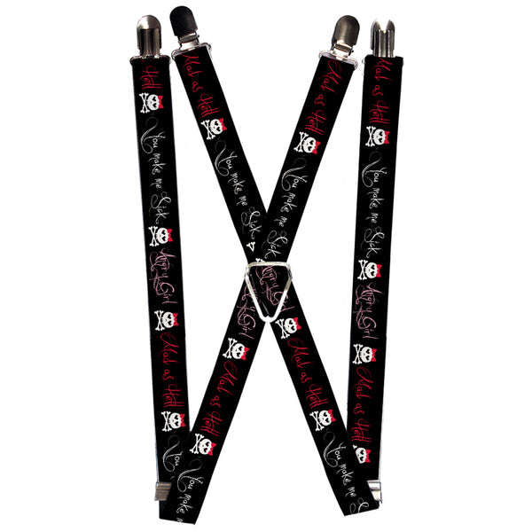 Buckle-Down Suspenders - 1.0" - Angry Girl/Mad As Hell/You Make Me Sick