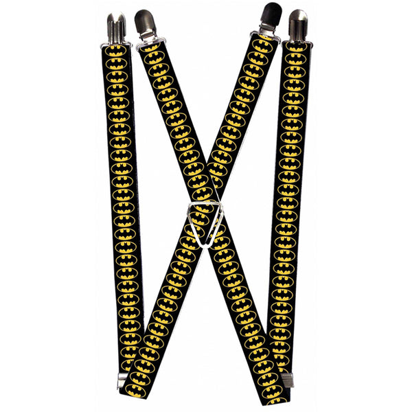 Buckle-Down Suspenders - 1.0" - Bat Signal-2 Black Yellow Black
