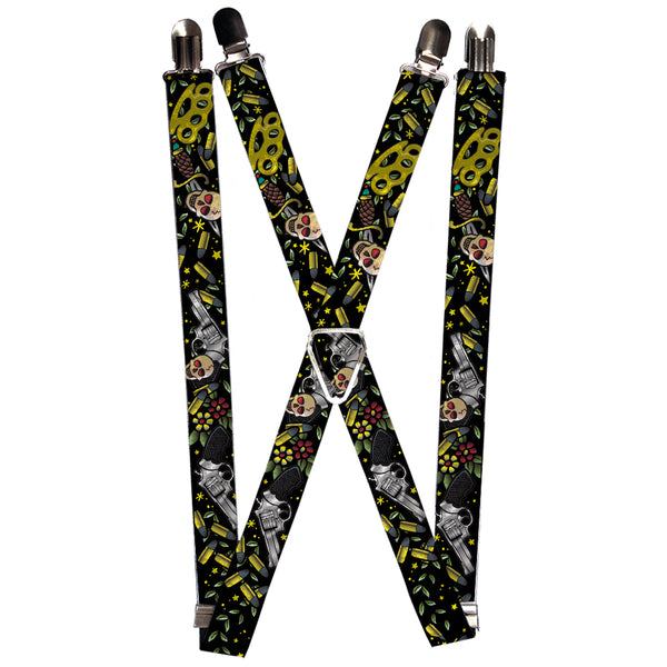 Buckle-Down Suspenders - 1.0" - Born to Raise Hell CLOSE-UP Black