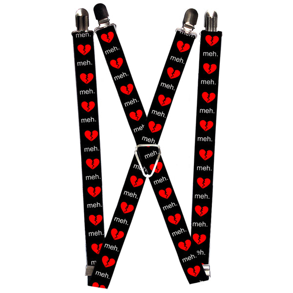 Buckle-Down Suspenders - 1.0" - Broken Heart MEH Black/Red/White