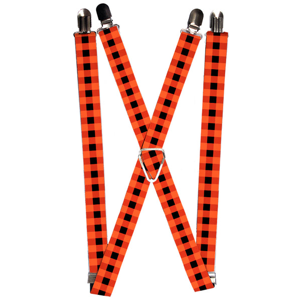 Buckle-Down Suspenders - 1.0" - Buffalo Plaid Black/Orange