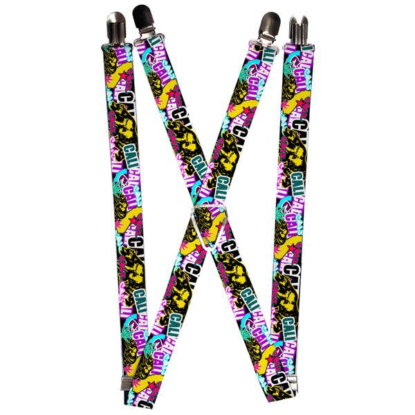 Buckle-Down Suspenders - 1.0" - Cali Bear/CALI Graffiti/Pot Leaves Black/Multi Color