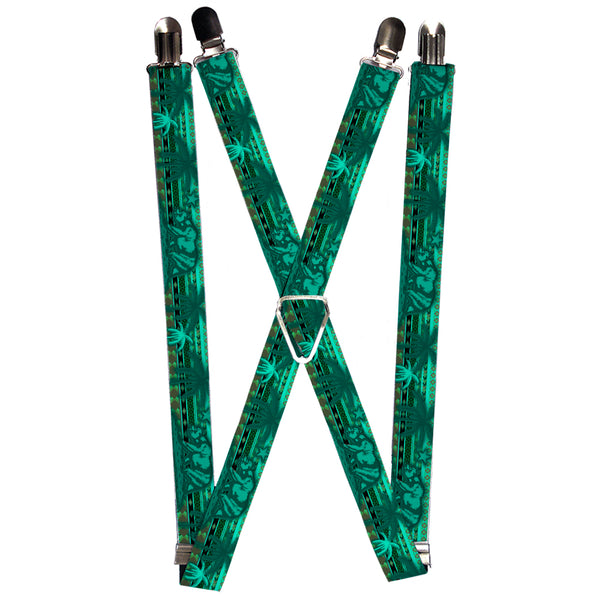 Buckle-Down Suspenders - 1.0" - Cali Bear/Palm Trees/Geometric Green