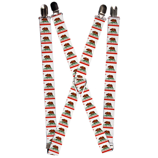 Buckle-Down Suspenders - 1.0" - California State Flag White