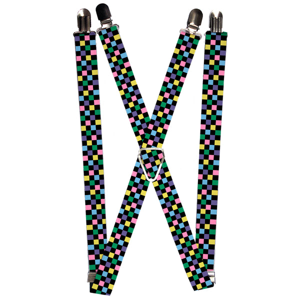 Buckle-Down Suspenders - 1.0" - Checker Black/Multi Pastel