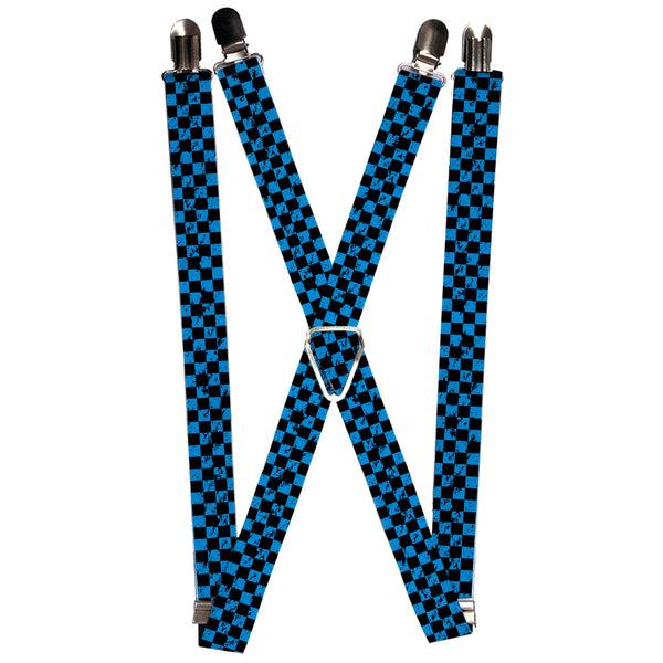 Buckle-Down Suspenders - 1.0" - Checker Weathered Black/Turquoise
