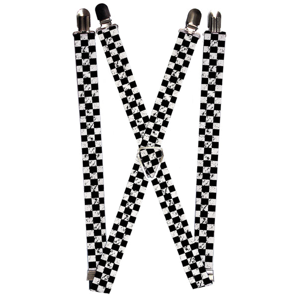 Buckle-Down Suspenders - 1.0" - Checker Weathered2 Black/White