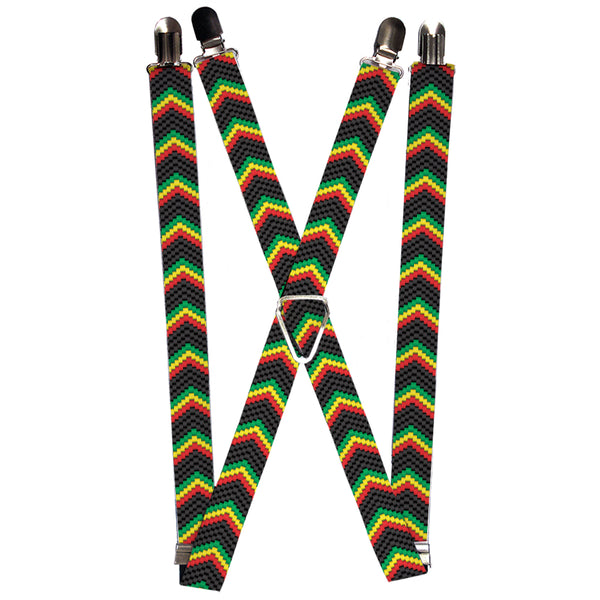 Buckle-Down Suspenders - 1.0" - Chevron Weave Black/Rasta