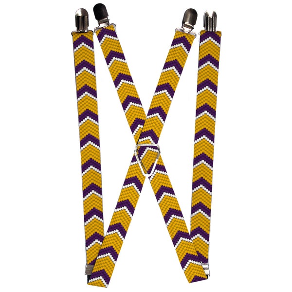 Buckle-Down Suspenders - 1.0" - Chevron Weave Gold/Purple/White