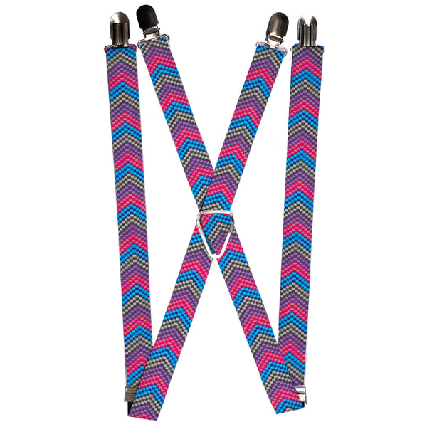 Buckle-Down Suspenders - 1.0" - Chevron Weave Gray/Lavender/Pink/Baby Blue