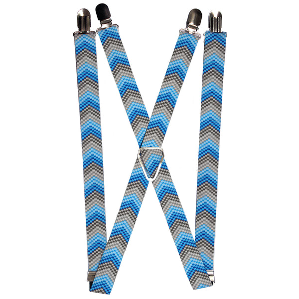 Buckle-Down Suspenders - 1.0" - Chevron Weave Grays/Blues