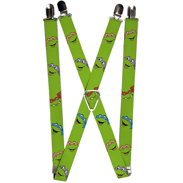 Buckle-Down Suspenders - 1.0" - Classic Teenage Mutant Ninja Turtles Turtle Expressions Green
