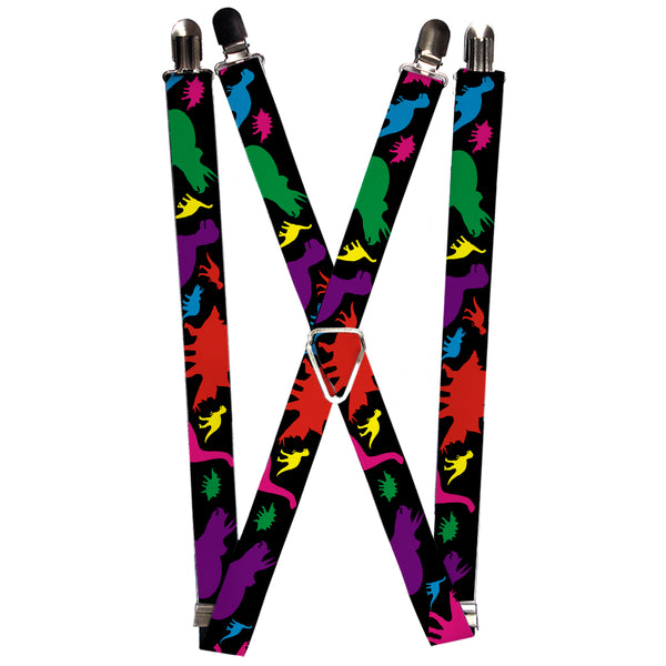 Buckle-Down Suspenders - 1.0" - Dinosaur Silhouette Black/Multi Color
