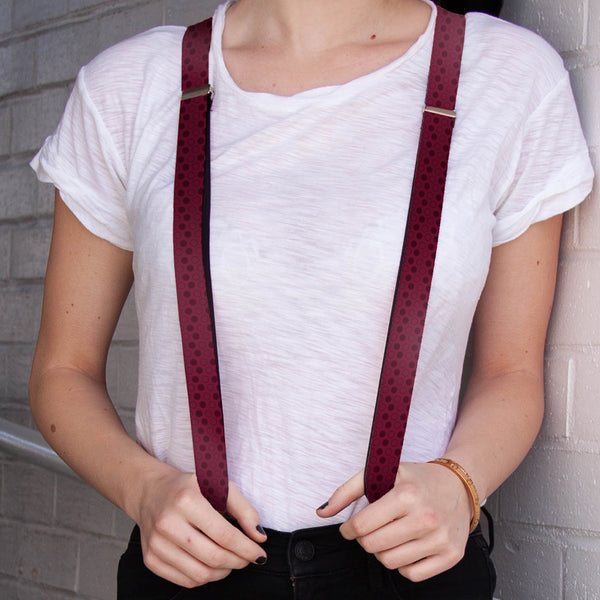 Buckle-Down Suspenders - 1.0" - Dots Solid/Outline Maroon