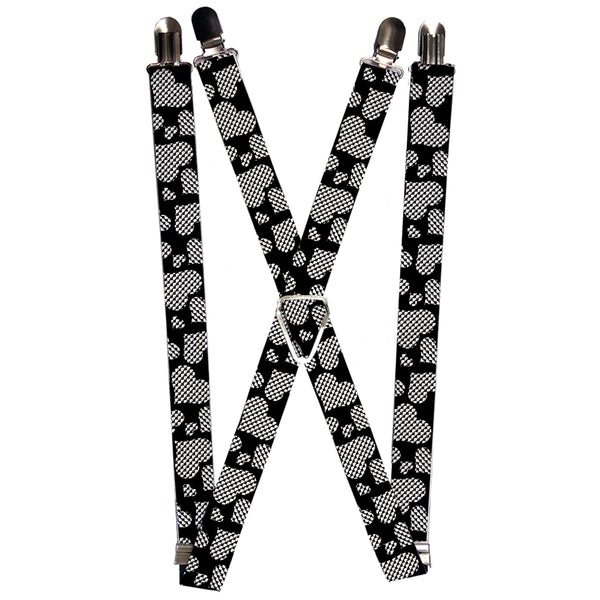 Buckle-Down Suspenders - 1.0" - Eighties Hearts Black/White