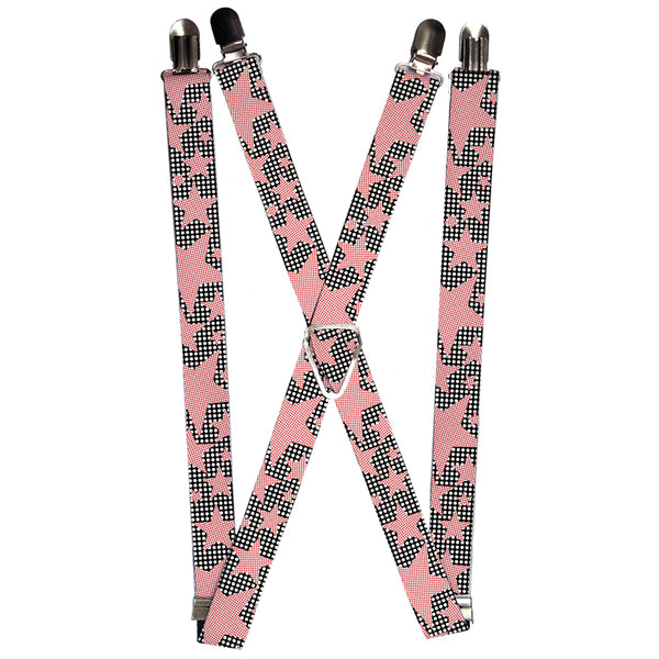 Buckle-Down Suspenders - 1.0" - Eighties Stars2 Black/White/Red