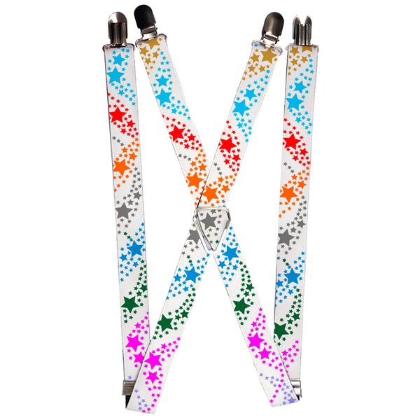 Buckle-Down Suspenders - 1.0" - Falling Stars White/Multi Color