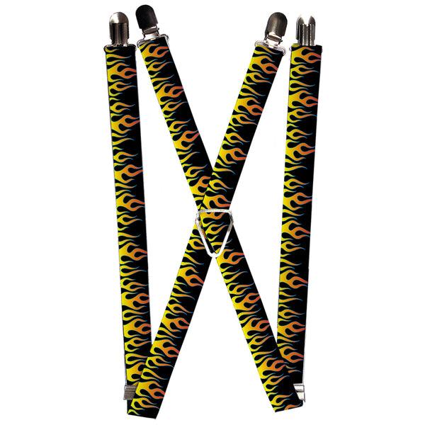 Buckle-Down Suspenders - 1.0" - Flames Black/Yellow/Orange