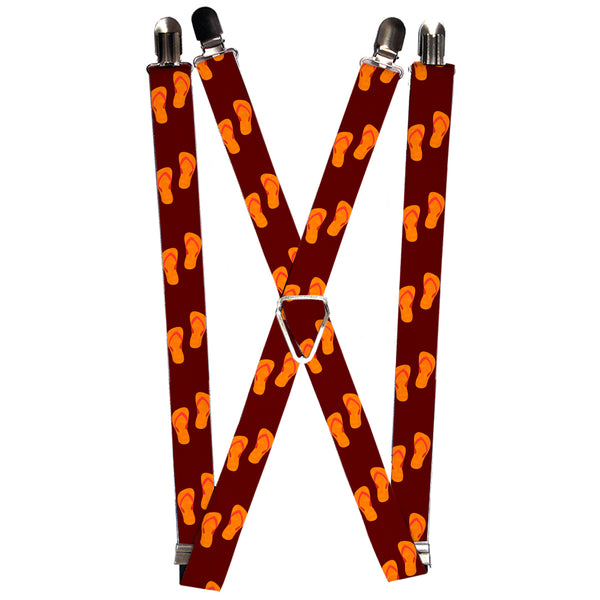 Buckle-Down Suspenders - 1.0" - Flip Flops Burgundy/Orange