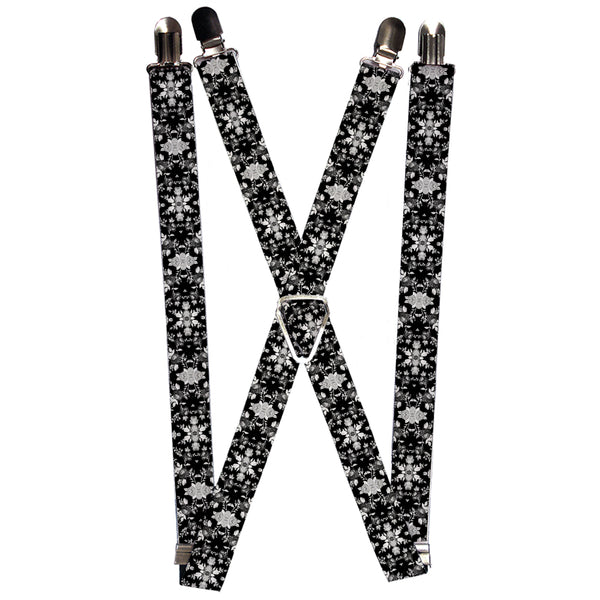 Buckle-Down Suspenders - 1.0" - Floral Collage Black/Gray/White