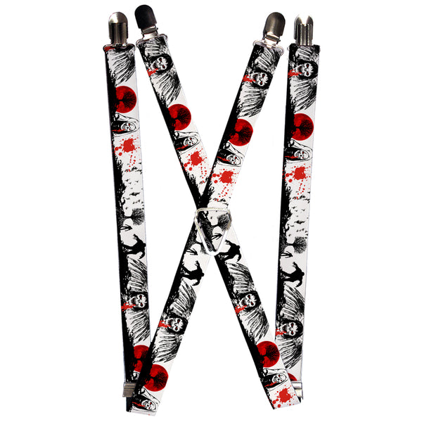 Buckle-Down Suspenders - 1.0" - Fright Night White/Black/Red
