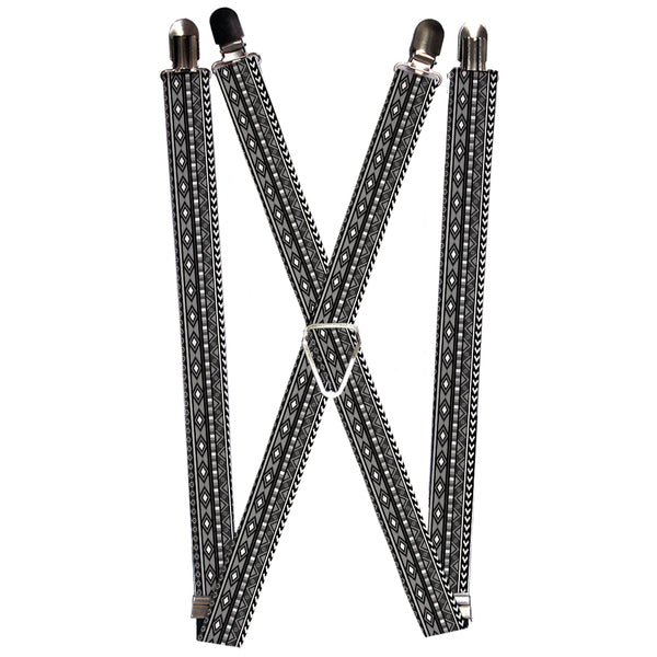 Buckle-Down Suspenders - 1.0" - Geometric5 Grays/Black/White