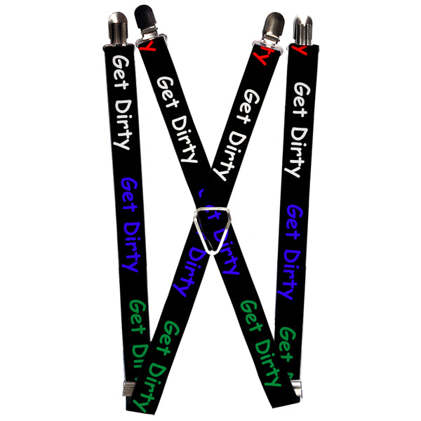Buckle-Down Suspenders - 1.0" - GET DIRTY Black/White/Blue/Green/Red