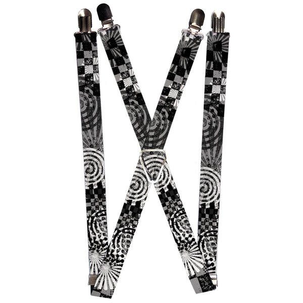 Buckle-Down Suspenders - 1.0" - Grunge Chaos Black/White