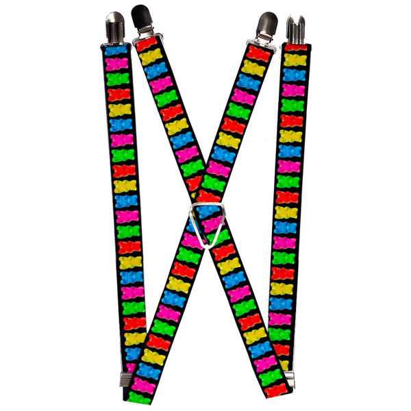 Buckle-Down Suspenders - 1.0" - Gummy Bears Black/Multi Color
