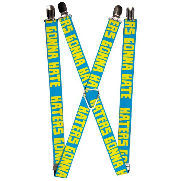 Buckle-Down Suspenders - 1.0" - HATERS GONNA HATE Turquoise/Yellow