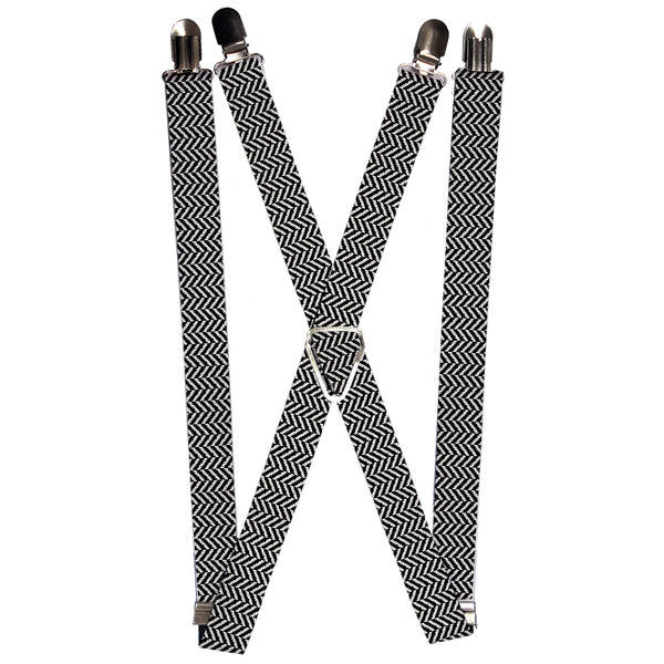 Buckle-Down Suspenders - 1.0" - Herringbone Jagged Black/White