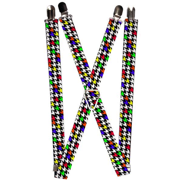 Buckle-Down Suspenders - 1.0" - Houndstooth Black/White/Multi Neon