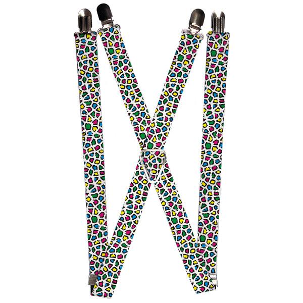 Buckle-Down Suspenders - 1.0" - Leopard White/Multi Color