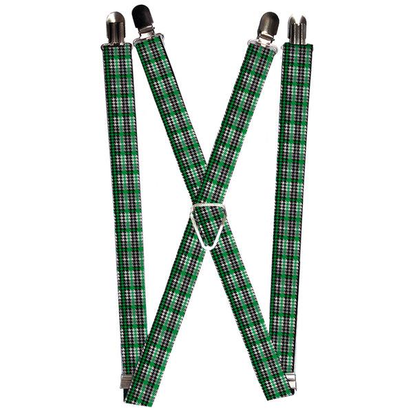 Buckle-Down Suspenders - 1.0" - Mini Houndstooth Green/Black/Gray