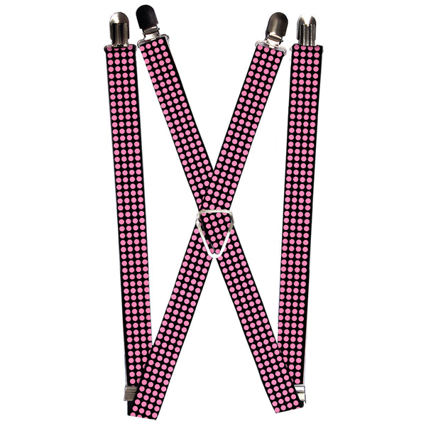 Buckle-Down Suspenders - 1.0" - Mini Polka Dots Black/Pink