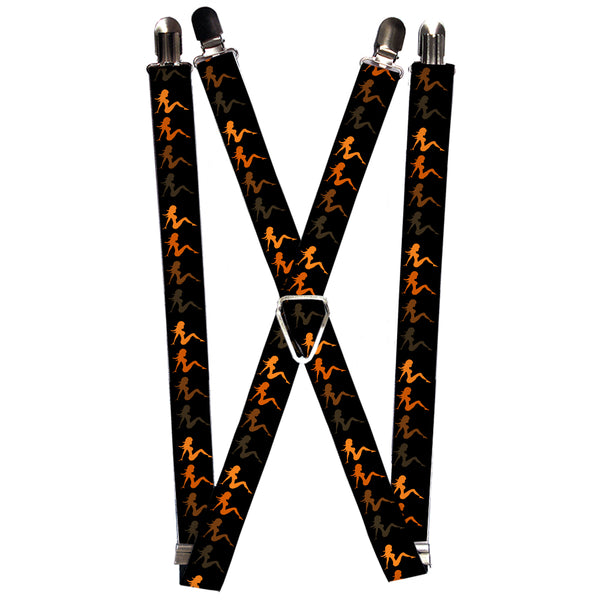 Buckle-Down Suspenders - 1.0" - Mud Flap Girl Repeat Black/Orange Fade