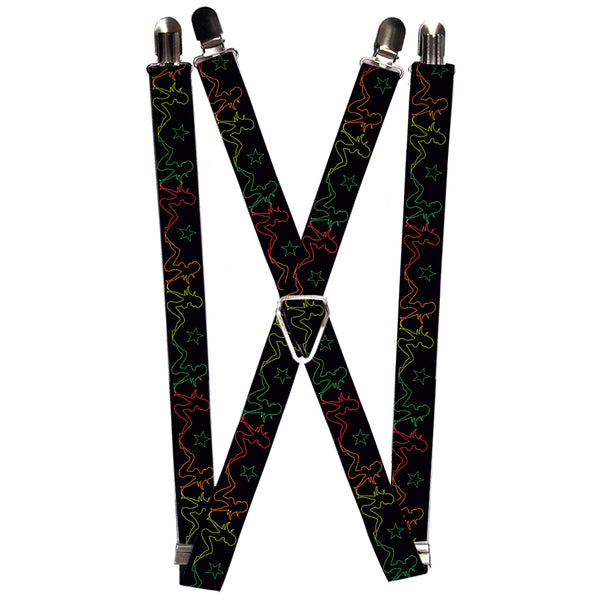 Buckle-Down Suspenders - 1.0" - Mud Flap Girls w/Star Outline Black/Multi Color
