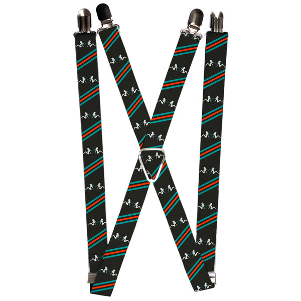 Buckle-Down Suspenders - 1.0" - Mud Flap Girls w/Stripes Gray/Turquoise/Orange
