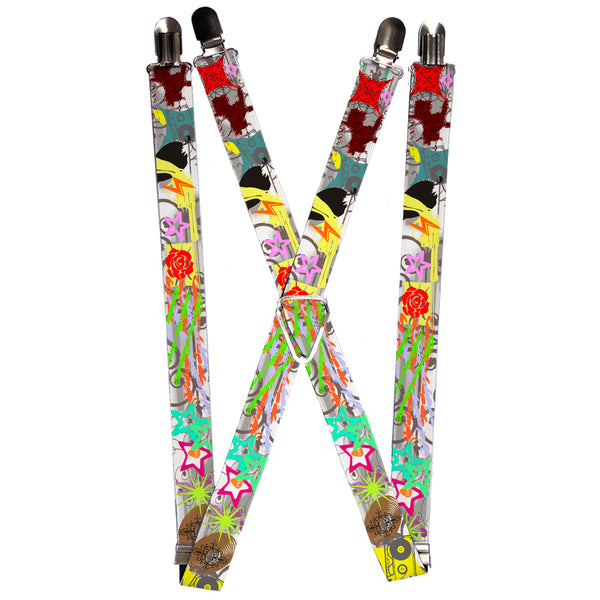 Buckle-Down Suspenders - 1.0" - Music Skulls Multi Color